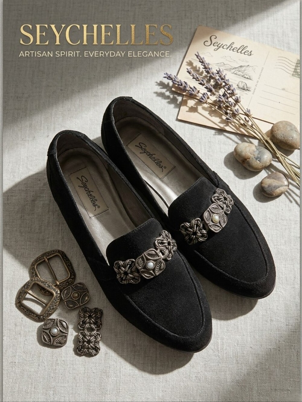 Seychelles Vintage Inspired Black Suede Slip-on Loafers Size 8